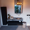 Mondiaz ALAN-DLUX Ensemble de meuble - 130cm - meuble Urban mat - 1 tiroir - Lavabo Cloud Lava suspendu - vasque Droite - 0 trous de robinet SW808006