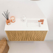 Mondiaz JOYA 70cm toiletmeubel - kleur Oak - Wastafel FAYE positie Rechts 1 kraangat kleur Talc. SW1421103