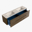 Mondiaz CIRO-DLUX Badkamermeubelset - 170x45x50cm - Solid surface wastafel Nata - 2 wasbak Dubbel - 2 kraangaten - 4 lades - Dusk SW1533242