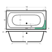 Xenz Lagoon ligbad - 190x90cm - met overloop - zonder afvoer - Acryl Cement Mat SW103405