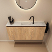 MONDIAZ TURE-DLUX Meuble toilette - 100cm - Washed Oak - EDEN - vasque Opalo - position centrale - 1 trou de robinet SW1104626
