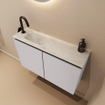 MONDIAZ TURE-DLUX Meuble toilette - 80cm - Cale - EDEN - vasque Opalo - position gauche - 1 trou de robinet SW1104233