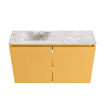 MONDIAZ TURE-DLUX Meuble toilette - 80cm - Ocher - EDEN - vasque Glace - position gauche - 1 trou de robinet SW1103387