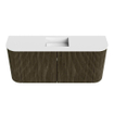 Mondiaz JOYA 93.2cm meuble de toilette - arrondi gauche et droite couleur Shadow - Vasque FAYE position Milieu Sans trou de robinet couleur Talc SW1421464
