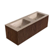 MONDIAZ KURVE-DLUX Meuble de salle de bains 130cm couleur Walnut avec 2 tiroirs et 0 portes. Lavabo LEAF Double sans trou de robinet Saba. SW1433206