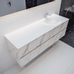 Mondiaz VICA ensemble de meuble de salle de bain - 150cm - meuble sous-vasque carrara - 4 tiroirs - lavabo moon droite - 1 trou de robinet - miroir LED - version XL 60cm de haut SW1097657