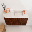 Mondiaz JOYA-DLUX 61.6cm toiletmeubel - ronding links kleur Ruby - Wastafel FAYE positie Rechts 1 kraangat kleur Ostra. SW1423799