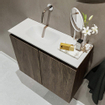 MONDIAZ TURE Kit lave-mains - 60x23x50cm - 0 trous de robinet - 2 portes - marron foncé mat - Lavabo à gauche - Acrylique Blanc SW475157
