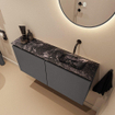 MONDIAZ TURE-DLUX 100cm meuble WC Dark Grey. EDEN lavabo Lava position droite. Sans trou de robinet. SW1103797