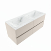 Mondiaz VICA-DLUX ensemble de meuble de salle de bain - 120cm - meuble sous-vasque lin - 4 tiroirs - lavabo encastrée cloud double - sans trous de robinet - version haute de 60cm - opalo SW1087987