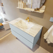 MONDIAZ VICA-DLUX Ensemble meuble de salle de bains - 90cm - meuble bas clay - 2 tiroirs - lavabo encastré cloud centré - 1 trou de robinet - version haute 60cm - glace SW1088172