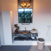Mondiaz ALAN-DLUX Ensemble de meuble - 110cm - meuble Lava mat - 0 tiroirs - Lavabo Cloud Lava suspendu - vasque Centre - 1 trou de robinet SW809237