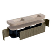 MONDIAZ THOR-DLUX Meuble de salle de bains - 190cm - arrondi gauche + droite - couleur Shadow - 2 tiroirs et 2 portes - Lavabo suspendu CLOUD Double 2 trous de robinet - couleur Saba SW1466699
