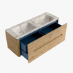 Mondiaz CIRO-DLUX Ensemble de meubles de salle de bains - 130x45x50cm - Vasque solid surface Frappe - 2 vasques Double - sans trous de robinet - 4 tiroirs - Chêne SW1530874