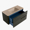 Mondiaz CIRO-DLUX Meuble de salle de bains - 100x45x50cm - Plan-vasque Solid surface Saba - 1 vasque Centrale - sans trous de robinet - 2 tiroirs - Shadow SW1532692
