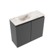 MONDIAZ TURE-DLUX Meuble de toilettes 60cm Dark Grey. Lavabo EDEN Frappe position gauche. Sans trou de robinet. SW1102736