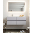 Mondiaz VICA ensemble de meuble de salle de bain - 120cm - meuble sous-vasque cale - 4 tiroirs - lavabo cloud gauche - 1 trou de robinet - miroir LED - version XL 60cm haut SW1097838