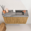 Mondiaz JOYA-DLUX 71.6cm toiletmeubel - ronding links kleur Oak - Wastafel FAYE positie Rechts 1 kraangat kleur Sombra. SW1424291