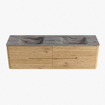 Mondiaz CIRO-DLUX Meuble de salle de bains - 170x45x50cm - Plan vasque solid surface Sombra - 2 vasques Double - sans trous de robinet - 4 tiroirs - Chêne SW1531283
