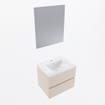 Mondiaz VICA ensemble de meuble de salle de bain - 60cm - meuble sous-vasque lin - 2 tiroirs - lavabo denia milieu - 1 trou de robinet - couleur Blanc Brillant - miroir LED - version XL 60cm de haut SW1091998