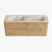 Mondiaz CIRO-DLUX Badkamermeubelset - 130x45x50cm - Solid surface wastafel Frappe - 2 wasbak Dubbel - 2 kraangaten - 4 lades - Oak SW1530872