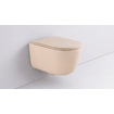 QeramiQ Dely Swirl Toiletset - 36.3x51.7cm - Geberit UP320 inbouwreservoir - met Burda frame - slimzitting - glans witte bedieningsplaat - rechthoekige knoppen - beige SW1130211