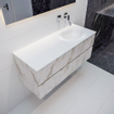 Mondiaz VICA ensemble de meuble de salle de bain - 120cm - meuble sous-vasque carrara - 2 tiroirs - lavabo moon droite - sans trous de robinet - miroir LED - version XL 60cm de haut SW1097580