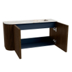 Mondiaz JOYA-DLUX Meuble de salle de bains - 81,6 cm - arrondi gauche couleur Walnut - Vasque FAYE position droite 1 trou de robinet couleur Frappe SW1422301