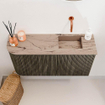 Mondiaz JOYA-DLUX 81.6cm toiletmeubel - ronding links kleur Shadow - Wastafel FAYE positie Rechts Zonder kraangat kleur Arena. SW1424838