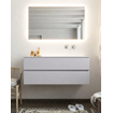 Mondiaz VICA ensemble de meuble de salle de bain - 120cm - meuble sous-vasque cale - 2 tiroirs - lavabo moon droite - sans trou de robinet - miroir LED - version XL 60cm haut SW1097769