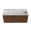 MONDIAZ KURVE-DLUX 100cm Meuble salle de bain - couleur Walnut - 1 tiroir - vasque BIG MEDIUM centre - sans trou de robinet - couleur Glace SW1138022