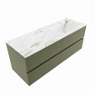 MONDIAZ VICA-DLUX Ensemble meuble de salle de bains - 130cm - meuble bas army - 4 tiroirs - vasque encastrée cloud à droite - sans trous de robinet - version haute 60cm - frape SW1088744
