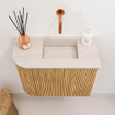 Mondiaz JOYA-DLUX Meuble de toilette 51,6cm - arrondi gauche couleur Chêne - Vasque FAYE position Droite Sans trou de robinet couleur Meli. SW1423954