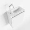 MONDIAZ TURE Kit lave-mains - 40x23x50cm - 1 trou de robinet - 1 porte - talc mat - Lavabo à droite - Solid Surface Blanc SW474862