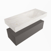 Mondiaz ALAN-DLUX Ensemble de meuble - 110cm - meuble Dark grey mat - 1 tiroir - Lavabo Cloud Ostra suspendu - vasque Droite - 1 trou de robinet SW807084