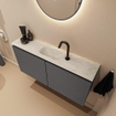 MONDIAZ TURE-DLUX Meuble toilette - 100cm - Dark Grey - EDEN - vasque Opalo - position centrale - 1 trou de robinet SW1104280