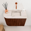 Mondiaz JOYA-DLUX 51.6cm toiletmeubel - ronding links kleur Ruby - Wastafel FAYE positie Rechts Zonder kraangat kleur Nata. SW1425449
