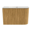 Mondiaz JOYA-DLUX 61.6cm toiletmeubel - ronding rechts kleur Oak - Wastafel FAYE positie Links Zonder kraangat kleur Ostra. SW1422219