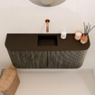 Mondiaz JOYA 93.2cm meuble de salle de bains - arrondi gauche et droit couleur Shadow - Vasque FAYE position Milieu Sans trou de robinet couleur Urban SW1421569