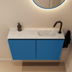 MONDIAZ TURE-DLUX Meuble toilette - 80cm - Jeans - EDEN - vasque Opalo - position droite - 1 trou de robinet SW1104358