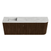 Mondiaz JOYA-DLUX 111.6cm toiletmeubel - ronding rechts kleur Walnut - Wastafel FAYE positie Links 1 kraangat kleur Opalo. SW1422572