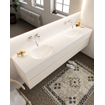 Mondiaz VICA ensemble de meuble de salle de bain - 200cm - meuble sous-vasque lin - 4 tiroirs - lavabo lune double - sans trou de robinet - version XL 60cm de haut SW1089601