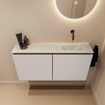 MONDIAZ TURE-DLUX Meuble toilette - 100cm - Linen - EDEN - vasque Opalo - position droite - sans trou de robinet SW1104412