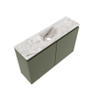 MONDIAZ TURE-DLUX Meuble toilette - 80cm - Army - EDEN - vasque Glace - position centrale - 1 trou de robinet SW1103139