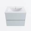 Mondiaz VICA Ensemble de meuble de salle de bain - 60cm - meuble sous-vasque argile - 2 tiroirs - lavabo denia milieu - 1 trou de robinet - version haute de 60cm - blanc brillant SW1080260