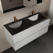 Mondiaz AIVY Ensemble de meuble - 120x45x50cm - 2 trous de robinet - 2 vasques Urban Solid surface - Gauche et droite - 2 tiroirs - avec armoire de toilette - MDF Talc SW892288