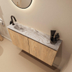 MONDIAZ TURE-DLUX meuble de toilette 100cm Washed Oak. Lavabo EDEN Glace position gauche. Avec 1 trou de robinet. SW1103585