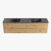 Mondiaz CIRO-DLUX Meuble de salle de bains - 190x45x50cm - lavabo solid surface Lava - 2 vasques double - sans trous de robinet - 4 tiroirs - Chêne SW1530991