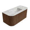 MONDIAZ KURVE-DLUX 100cm Meuble salle de bain avec module 25 G et D - couleur Walnut - 1 tiroir - 2 portes - vasque GRUNNE centre - sans trou de robinet - couleur Glace SW1138023