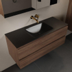 Mondiaz AIVY Ensemble de meuble - 120x45x50cm - 0 trous de robinet - 1 vasque Urban Solid surface - Centre - 2 tiroirs - avec armoire de toilette - Melamine Mocha SW892290